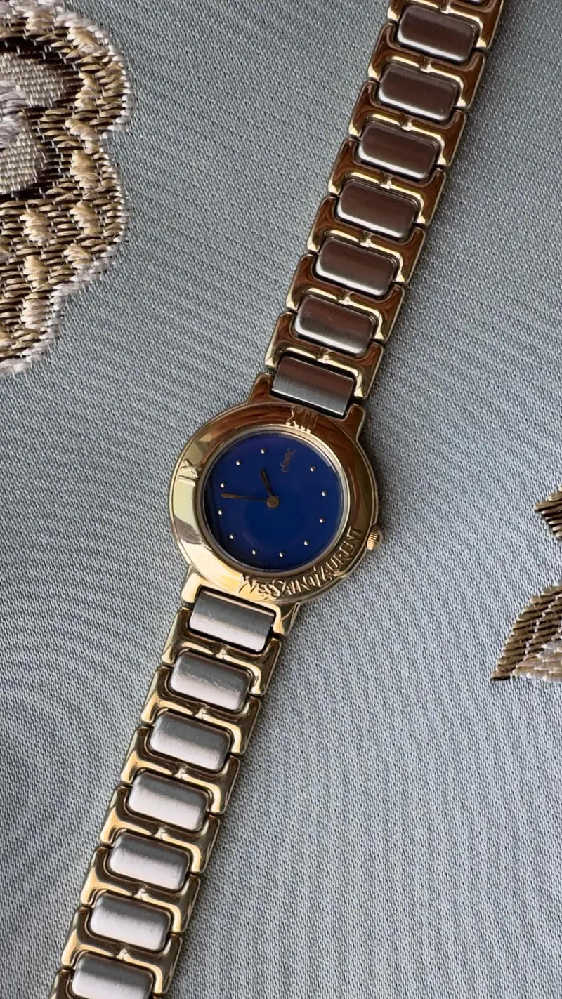 Yves Saint Laurent Two-Tone Blue Dial Watch