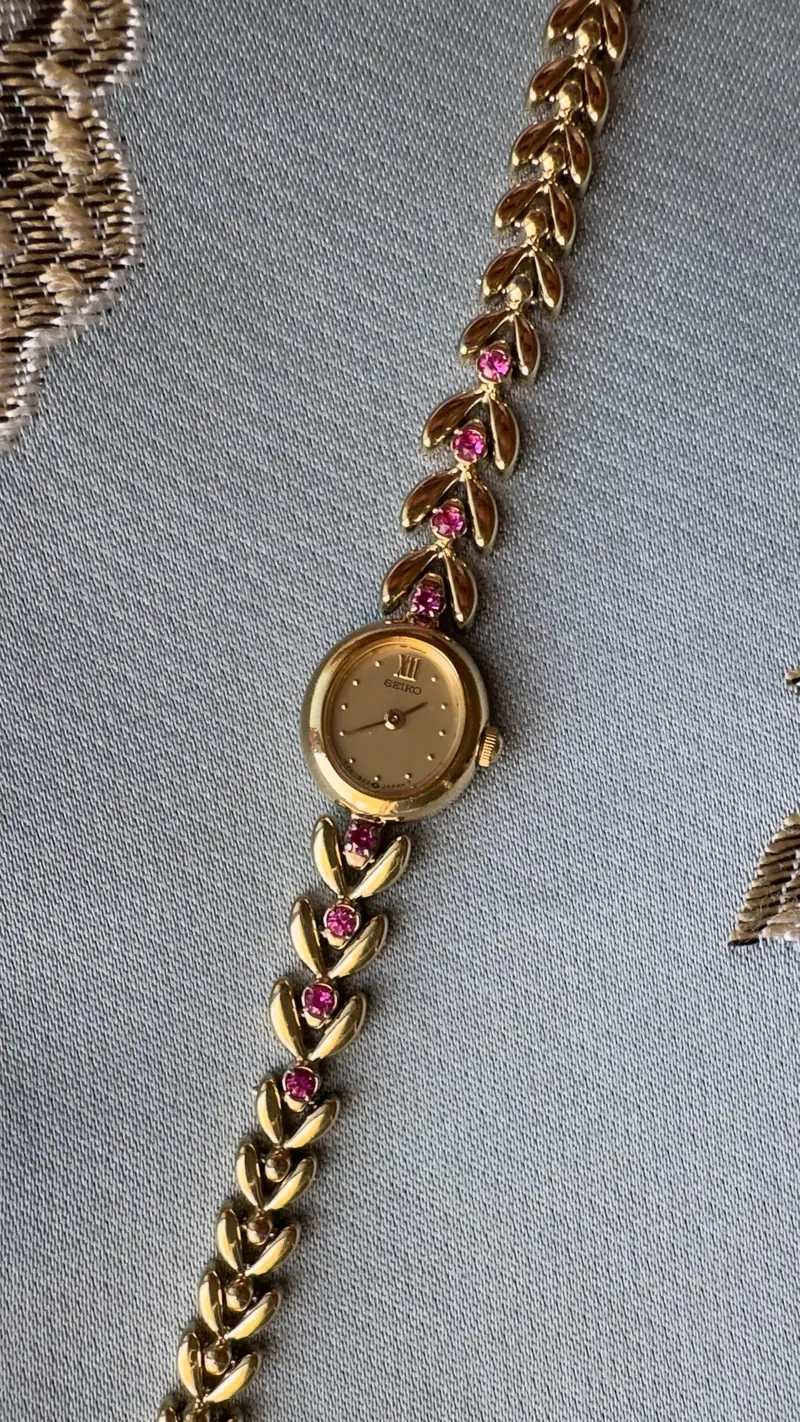 Seiko Dark Pink Stone Bracelet Watch