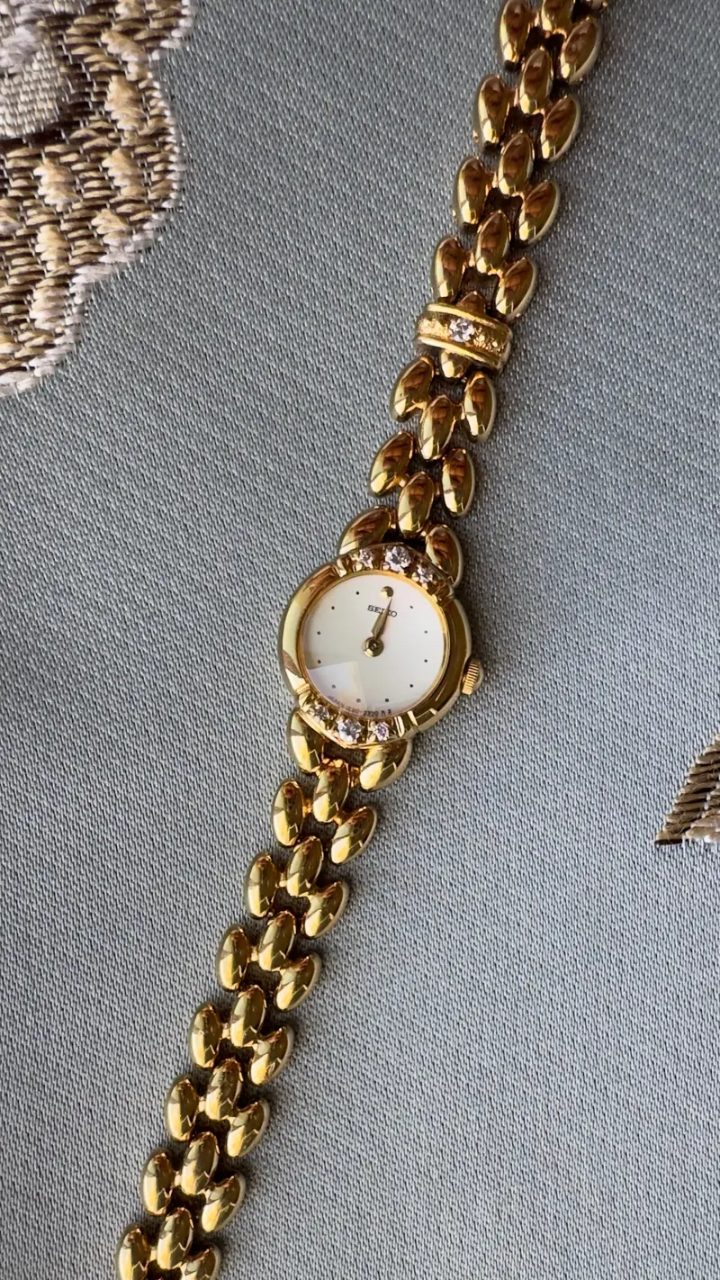 Seiko Zircon-Accent Gold-Tone Bracelet Watch