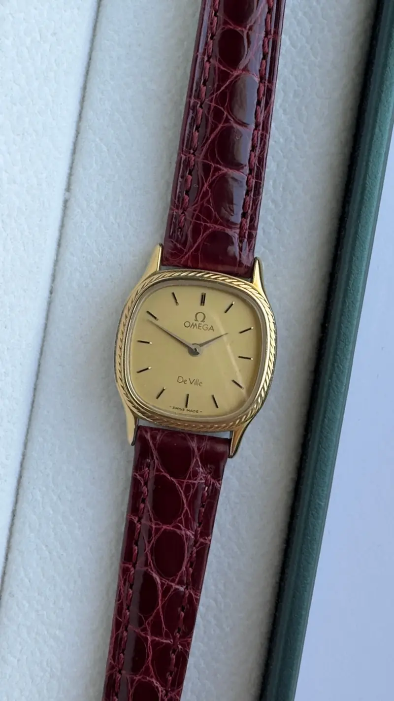 Omega De Ville Gold-Tone Cushion Case Watch — image 3