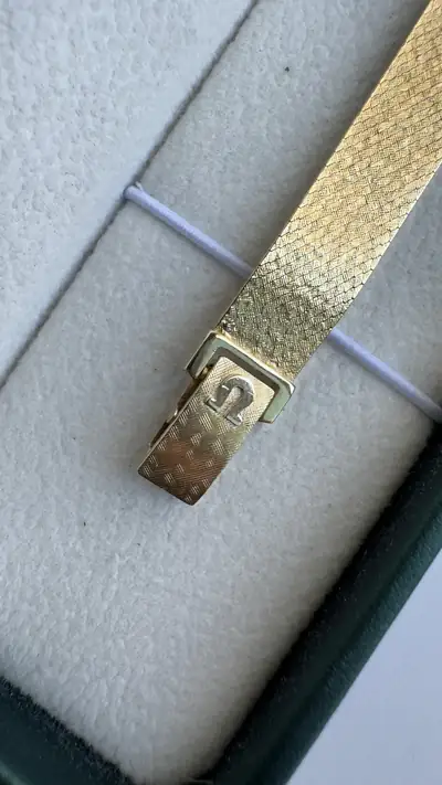 Omega 14K Solid Gold Diamond-Set Hexagonal Watch 6