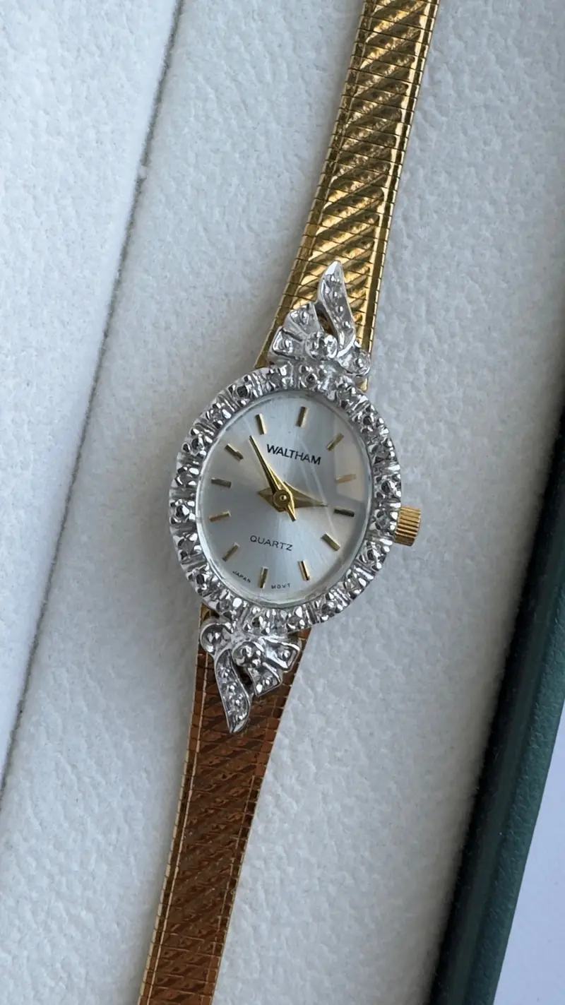 Waltham Diamond Bow-Detail Gold-Tone Bracelet Watch — image 2