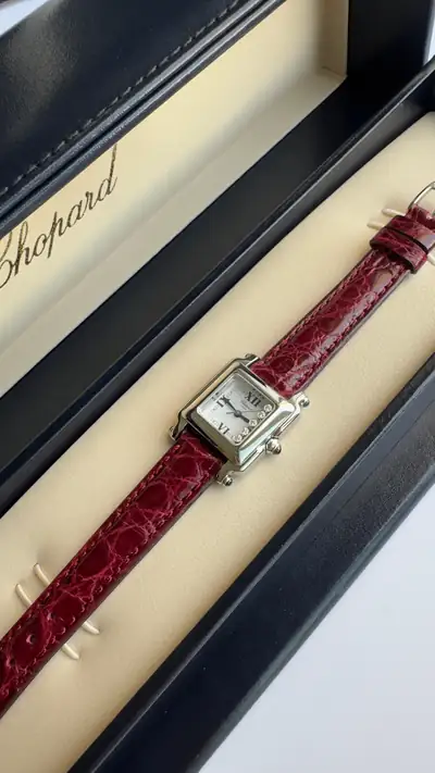 Chopard Happy Sport Square Burgundy Strap Watch 1