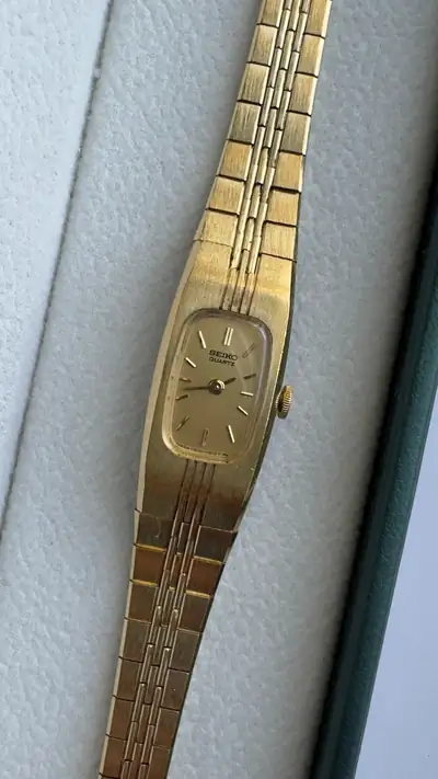 Seiko Gold-Tone Rectangular Integrated Bracelet Watch 2