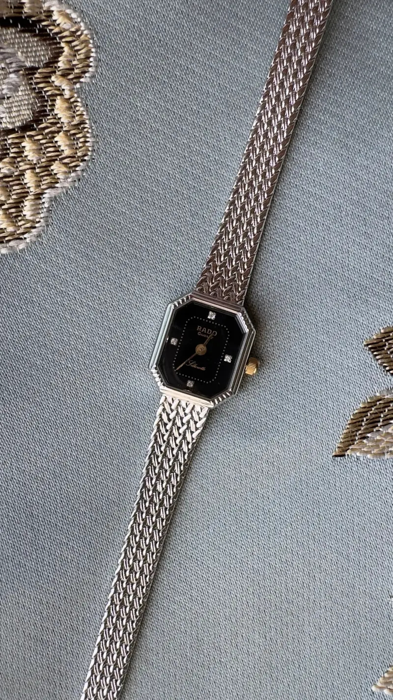 Rado Black Dial Woven Bracelet Watch