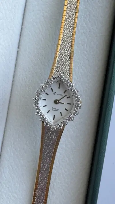 Deauville Diamond-Set Marquise Two-Tone Bracelet Watch 3