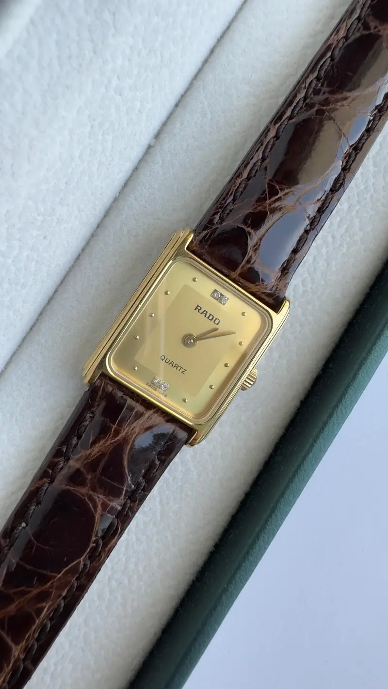 Rado Rectangular Gold-Tone Diamond Marker Watch — image 6