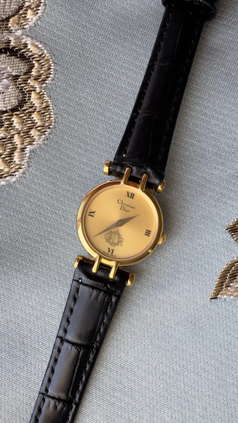 Christian Dior Gold-Tone Round Watch