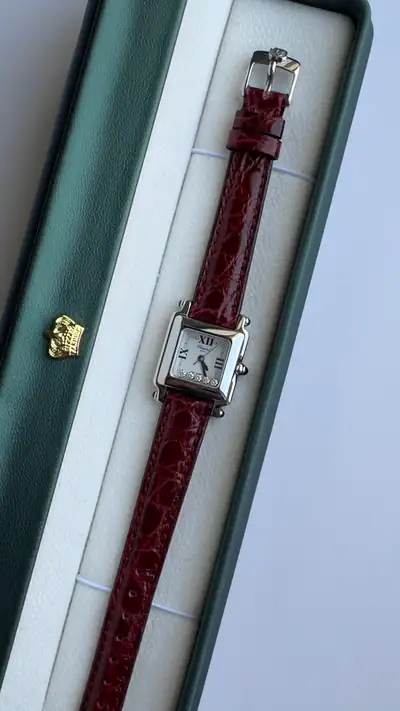 Chopard Happy Sport Square Burgundy Strap Watch 5