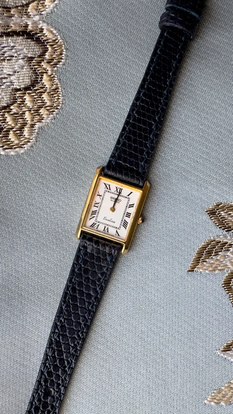 Seiko Exceline Rectangular Gold-Tone Watch