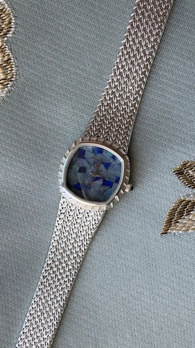 Lucio Opal Mosaic Dial Woven Bracelet Watch