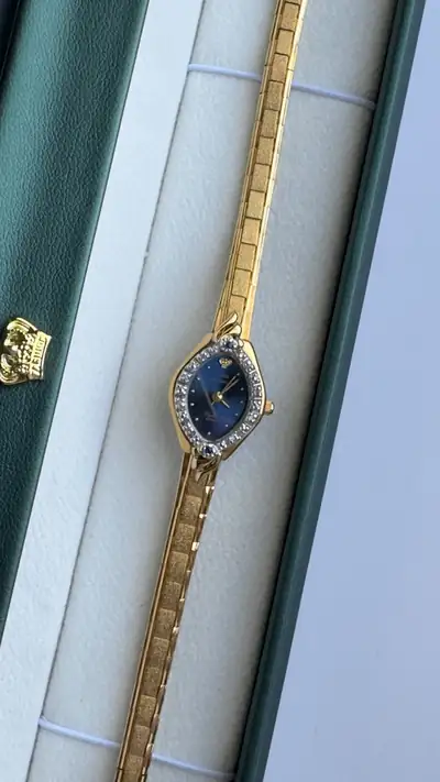 Jules Jurgensen Diamond-Set Blue Dial Gold-Tone Bracelet Watch 6