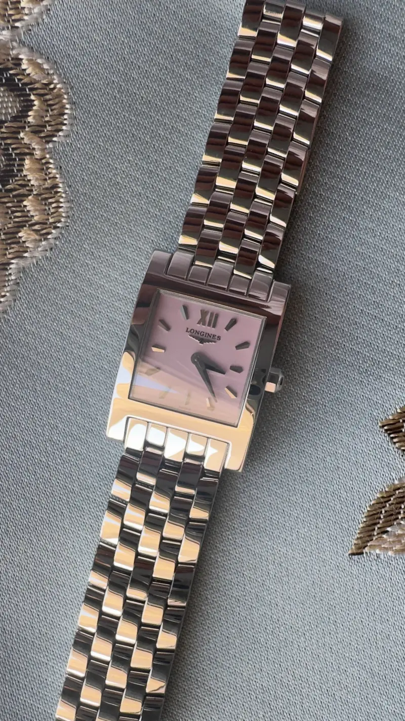 Longines Pink Mother-of-Pearl Rectangular Bracelet Watch
