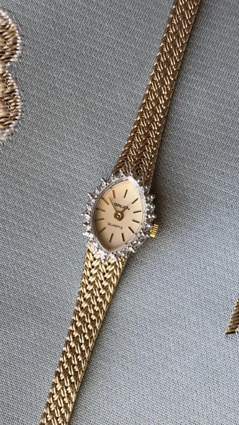 Gruen Diamond Marquise Woven Bracelet Watch
