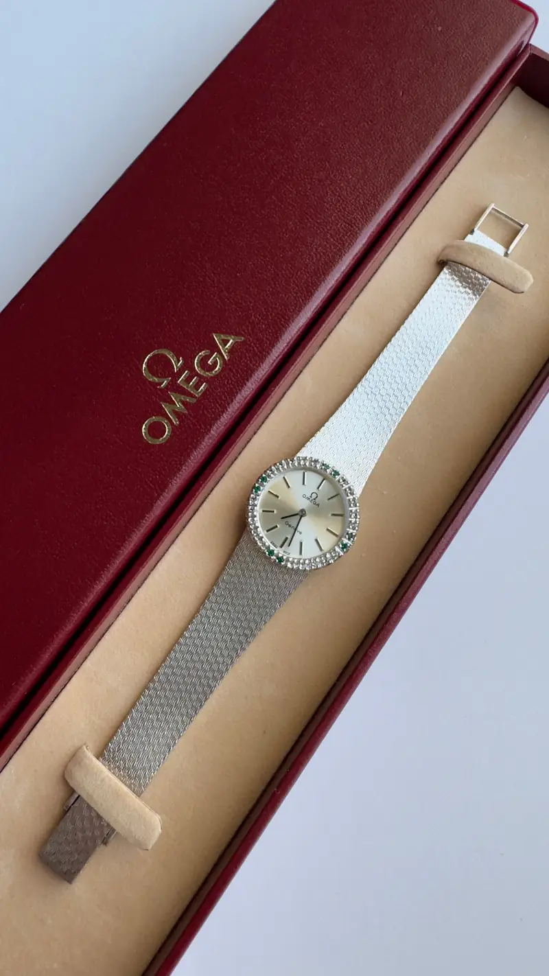 Omega Genève Diamond & Emerald Silver-Tone Bracelet Watch