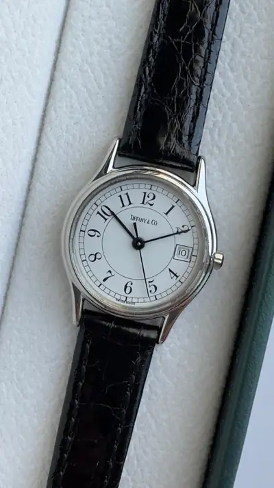 Tiffany & Co. White Dial Black Strap 2
