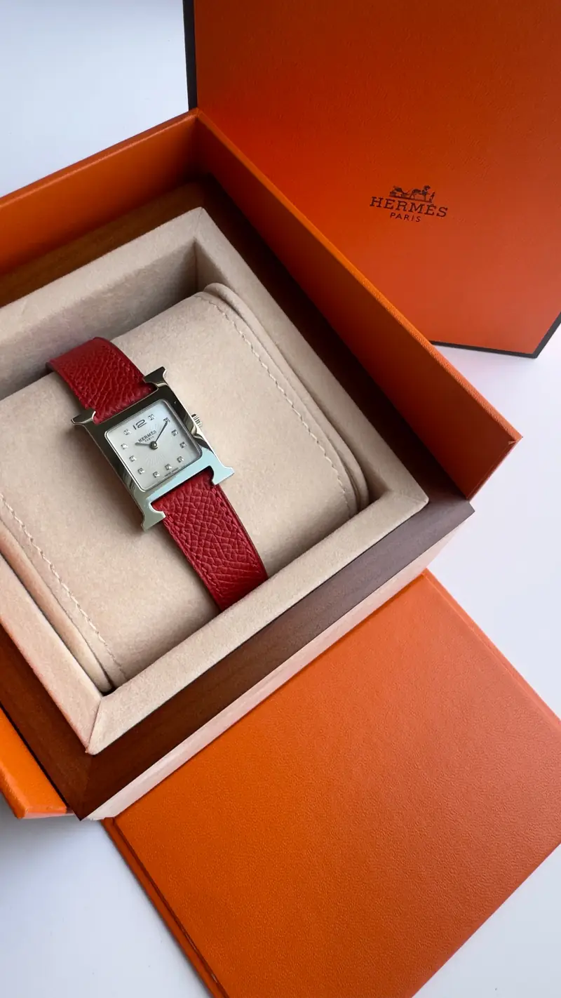 Hermès H Watch Small Model with Mother of Pearl & Diamonds