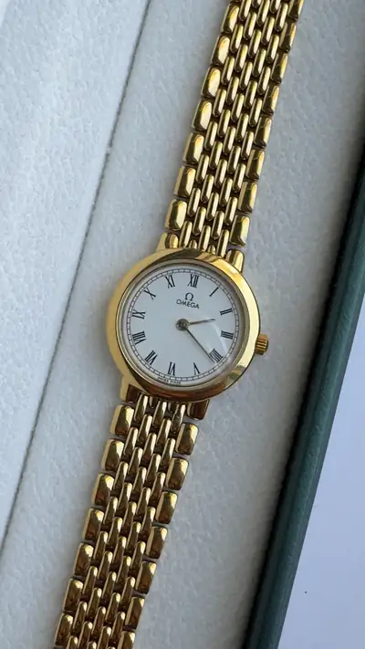Omega Roman Numeral Gold-Tone Bracelet Watch 3