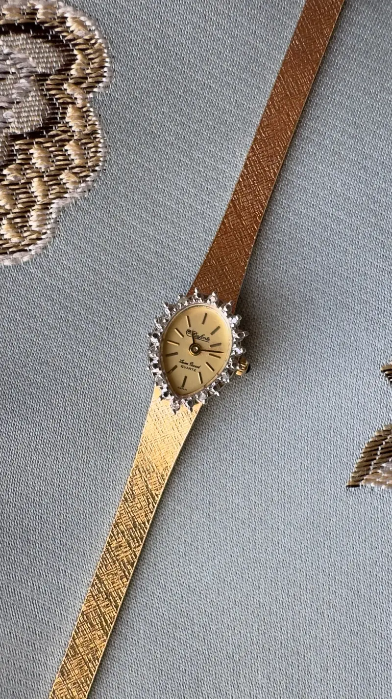 Dufonte Diamond-Set Marquise Gold-Tone Bracelet Watch